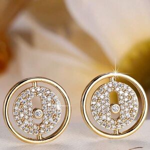 Fashion Jewelry Gold Circle Pave Crystal Stud Earrings